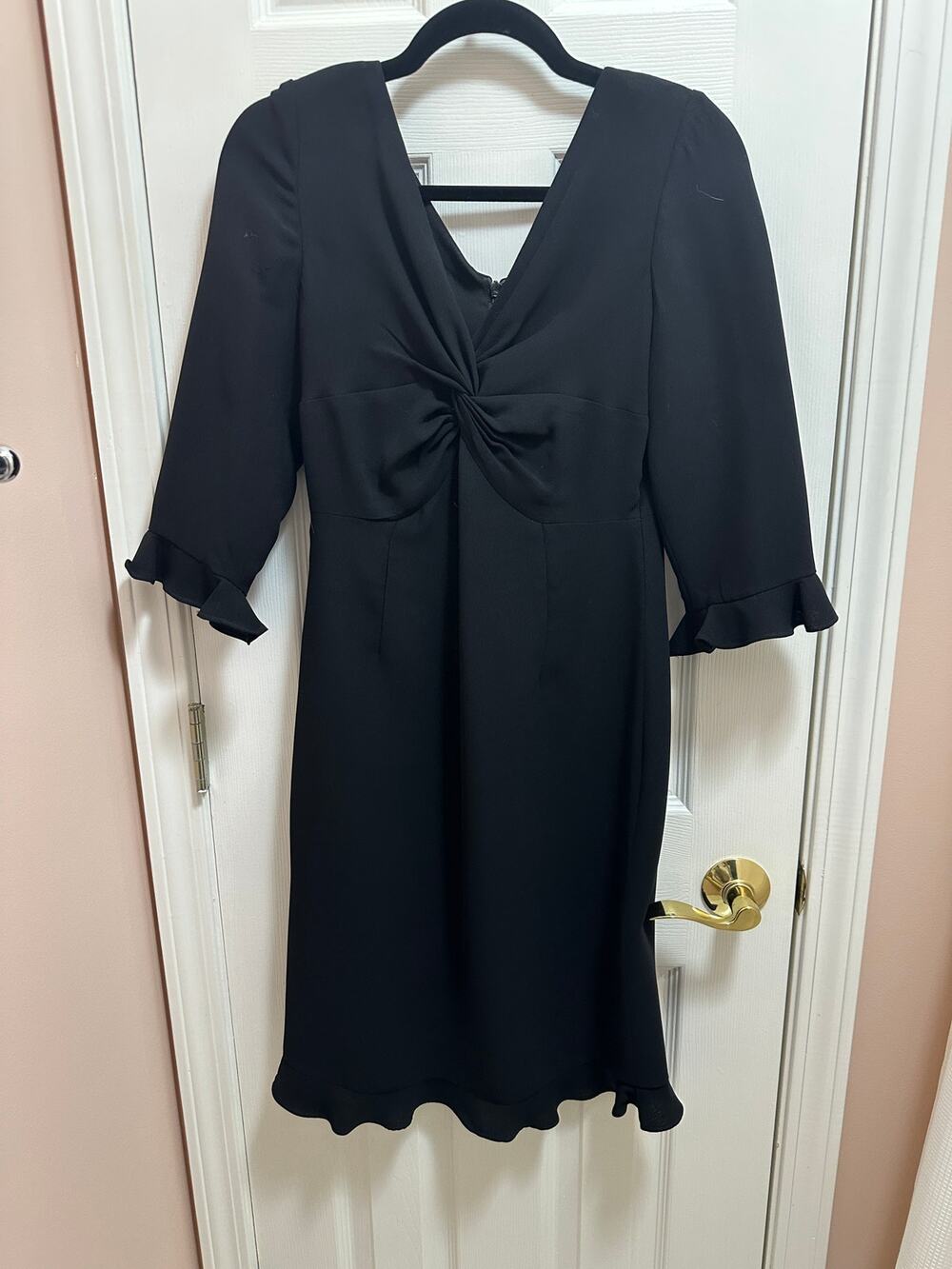 Shani Dress Size 8 in Black 3/4 sleeves Frills at hem and sleeves